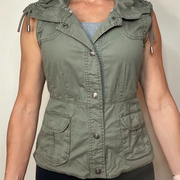 Vest, short sleeve, army green - Picture 2 of 4